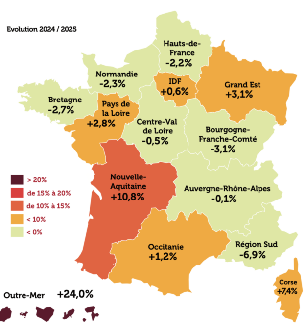 perte d'emploi des entrepreurs ; évolution 2024 / 2025